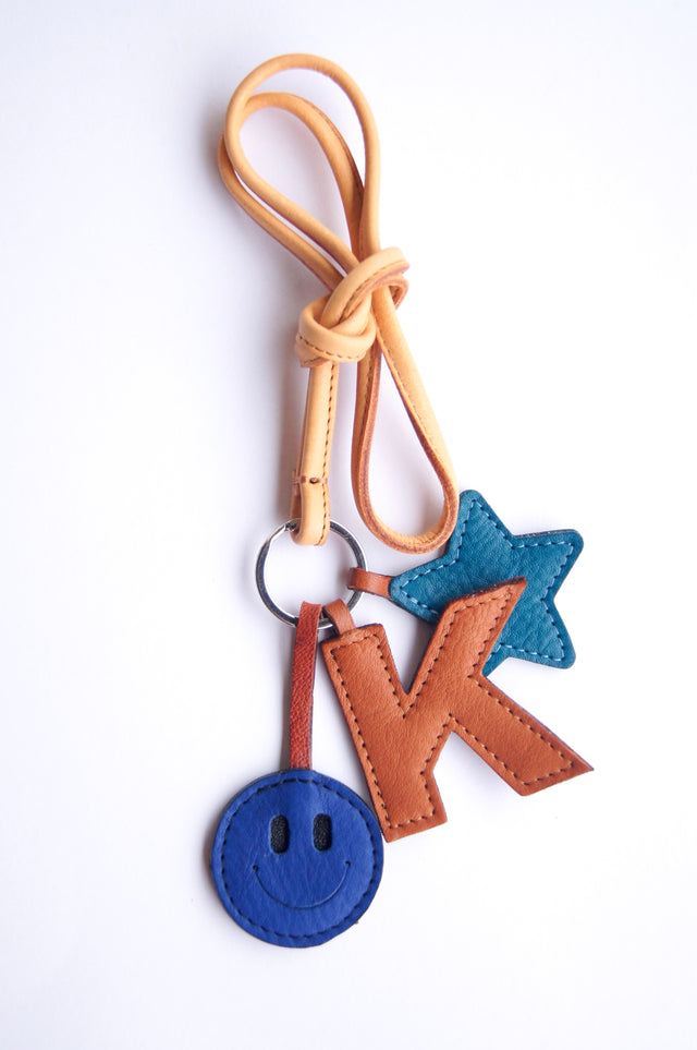 SMILEY, LETTER AND STAR KEYCHAIN