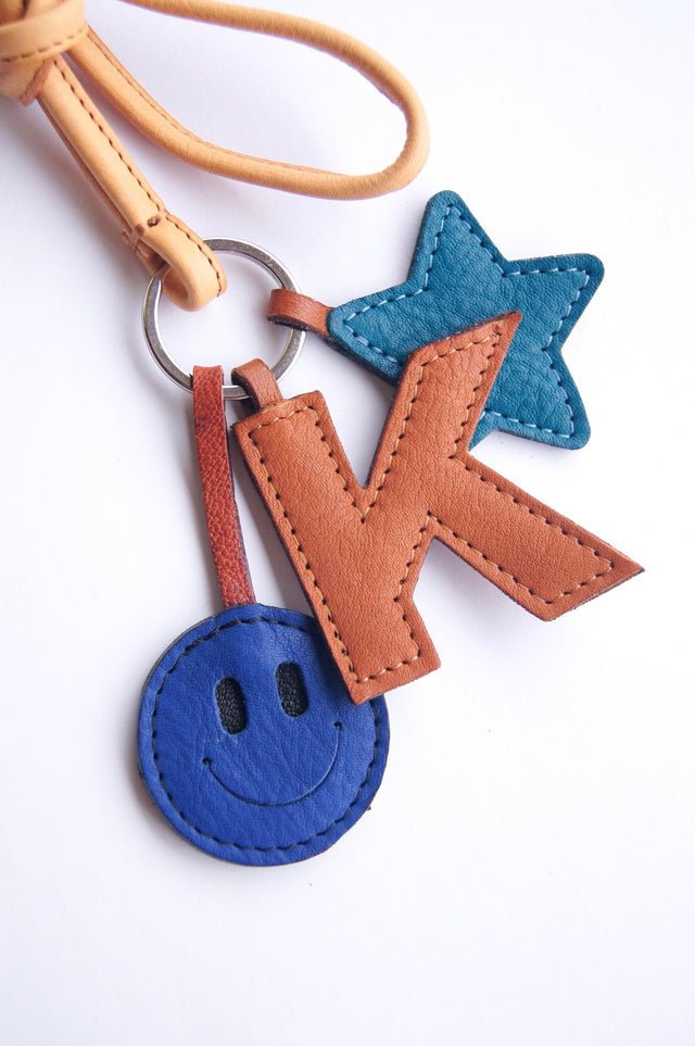 SMILEY, LETTER AND STAR KEYCHAIN